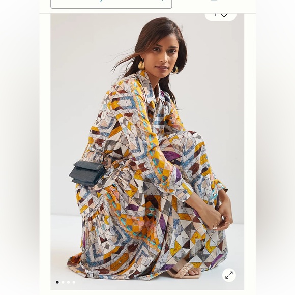 Anthropologie Dresses & Skirts - Anthropologie Flounced Abstract Multicolor Maxi Dress Medium